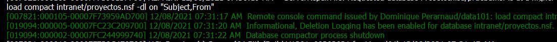 Comando logging delete HCL Domino
